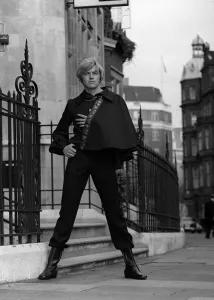 Fashion Male model Richard Moody wearing black outfit called San Juan
