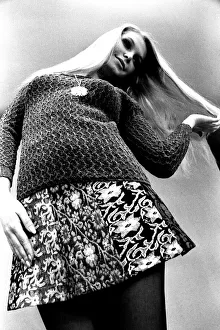 A fashion shoot from 13 April 1970 - A model wears a jumper and skirt