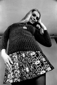 A fashion shoot from 13 April 1970 - A model wears a jumper and skirt