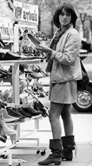 Fashion - Skirts: Going up. Model Belinda Waite out shopping in a sporty suede