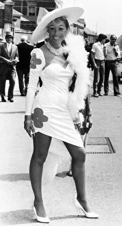 00179 Collection: Fashionable racegoer in mini dress at Royal Ascot in June 1985