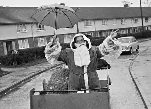 Customs Prints: Father Christmas seen here touring the roads of Burghfield during his journey to Willink