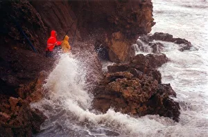 Waves Prints: These fearless anglers brave the wild North East weather on Camel Rock, Marsden
