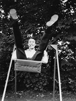 Striker Prints: These feet were made for scoring... Jimmy Greaves takes a swing in the England team hotel