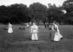 00279 Prints: Female cricketers of The Regents Ladies Games Club in action at Regents Park