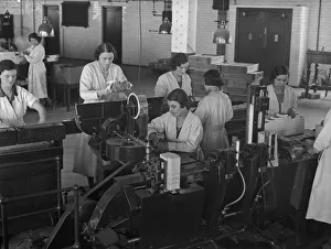 Female workers in the packing department of the Players cigarette factory, Nottingham