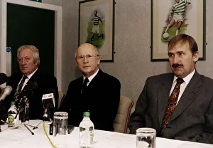 Fergus McCann managing director Celtic FC sitting with John Keane