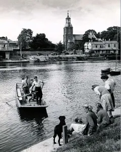 Churches Prints: The ferry across the River Thames at Sunbury Transport Boat Punt Animals