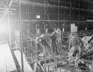 Concrete Prints: Festival of Britain Site 1950 Working by night on site of 1951 Festival of Britain