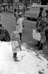 Festive Scenes. In South Molton street, Mayfair, it was snowing but it was only plastic