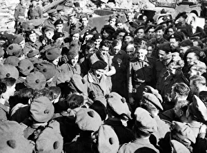 00492 Prints: Field Marshal Bernard Montgomery seen here talking to the men of the Black Watch shortly
