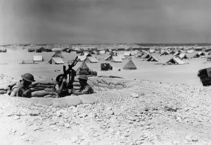 A Field regiment of New Zealand Artillery with light field guns hold practice for battle