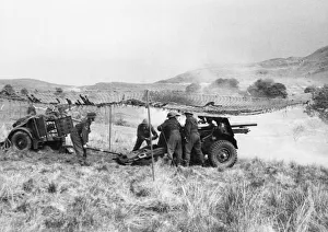 Artillery Prints: A Field Regiment of the Royal Artillery training in the Welsh hills with 25-pounder field