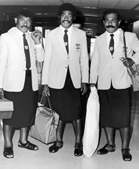 Fiji Prints: Fijis cricket team arriving at Heathrow for the ICC Trophy tournament wearing