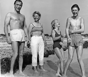 Holiday Prints: Film actor Richard Todd pictured with his wife Catherine and their two children Fiona (11