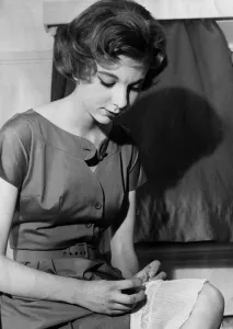 Knickers Prints: Film actress Anna Massey sews a special brooch from her mother on one of her frillies for