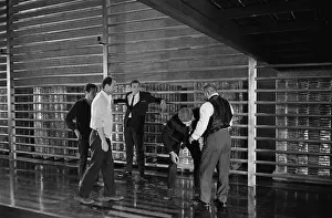 Film Goldfinger 1964 Sean Connery as James Bond 007 receives instuction from the director