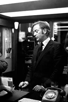 Film legend Michael Caine in Godrey Davies car hire office in Newcastle Central Station