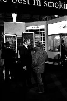 Film legend Michael Caine in Newcastle Central Station during the filming of Get Carter