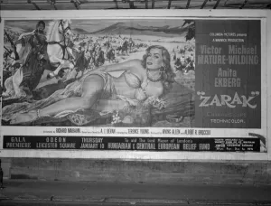 00537 Prints: A film poster featuring actress Anita Ekberg in the motion picture Zarak was described as