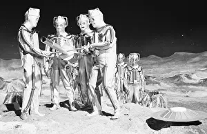 Filming at the BBC Ealing studios for Dr Who story call Moonbase
