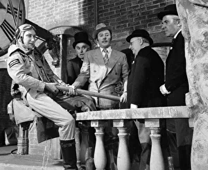 Filming of the BBC television series Dads Army showing a scene in the episode