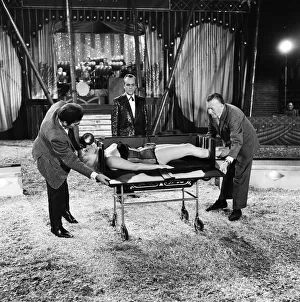 Filming of Circus of blood. Diana Dors is sawn in half 31st October