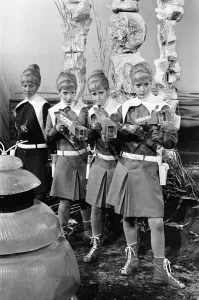 01275 Prints: Filming Doctor Who, The Drahvins from the planet Drahva in Galaxy 4, Studio Rehearsal