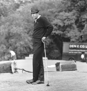 Filming the golf scene for Goldfinger'at Stoke Park golf course near Stoke