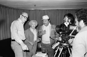Filming of a series of Terry and June, where they go on a day trip to