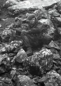 Filming of Tumbledown'the story of Lieutenant Robert Lawrence (l)