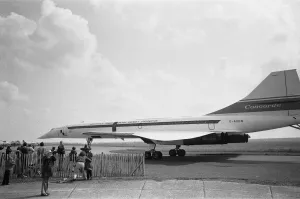 Airfield Prints: On a fine August day in 1977, Concorde 101 touches down at her final home at Duxford