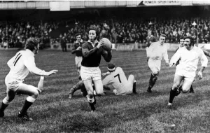 Trials Prints: A fine study of full back JPR Williams as he breaks away for Probables in the Welsh