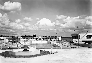 Finishing touches to the Uxbridge Lido prior to its opening circa 1935