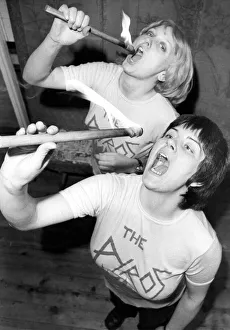 00090 Prints: Fire eaters Sally Brown and Sue Kennedy of the South Tyneside community arts in March