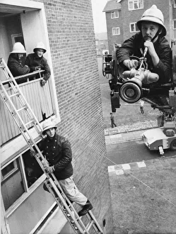 Hosepipe Prints: Fire rescue demonstration at Walker - Firefighter Chris Foster (on turntable ladder