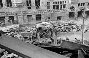 Blitzkreig Prints: Fire station on Shaftesbury Avenue which recieved direct hit during a night raid
