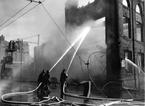 Firefighters batlle to contain the fire at the Appletons warehouse buildings on New