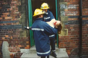 Firefighters rescue a young girl from Bill Quay Infant School - luckily for the girl it