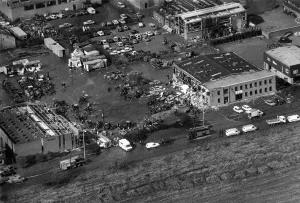 Explosion Prints: A fireman was killed and more than 80 people were injured yesterday when a van packed
