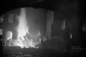 00169 Prints: Fireman in the Waterloo area fighting Fires cause by High Explosive bombs during the 2nd