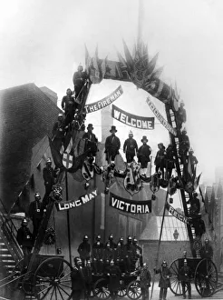 Victorian Prints: Firemen of Birmingham prepare for the visit of Her Majesty Queen Victoria to