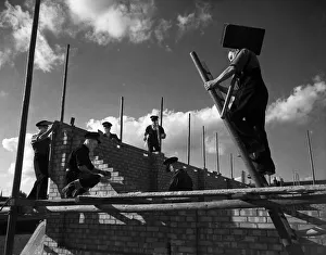 Firemen Prints: Firemen of the National Fire Service seen here building their own fire station at Bushey