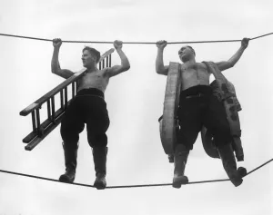 00095 Prints: Firemen of the NFS attending an assault and toughening up training course at Number 36