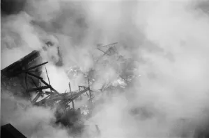 01499 Prints: Firemen tackling a fire at Taylors Great Central Depository in St Georges Road