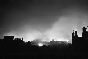 Fires caused by the dropping of thousands of incendiary bombs by the Luftwaffe