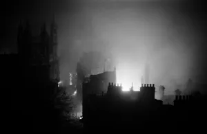 Fires at Temple taken from the roof of Cliffords Inn during a night of Bombing