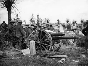 Artillery Prints: First Battle of Scarpe. Members of a British artillery company seen here positioning an