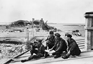 01447 Prints: The first British to enter Cherbourg were four RAF members of an Embarkation Unit