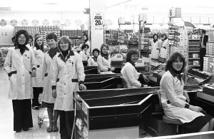 The first customers of the new Presto supermarket which opened in the Britannia Centre in
